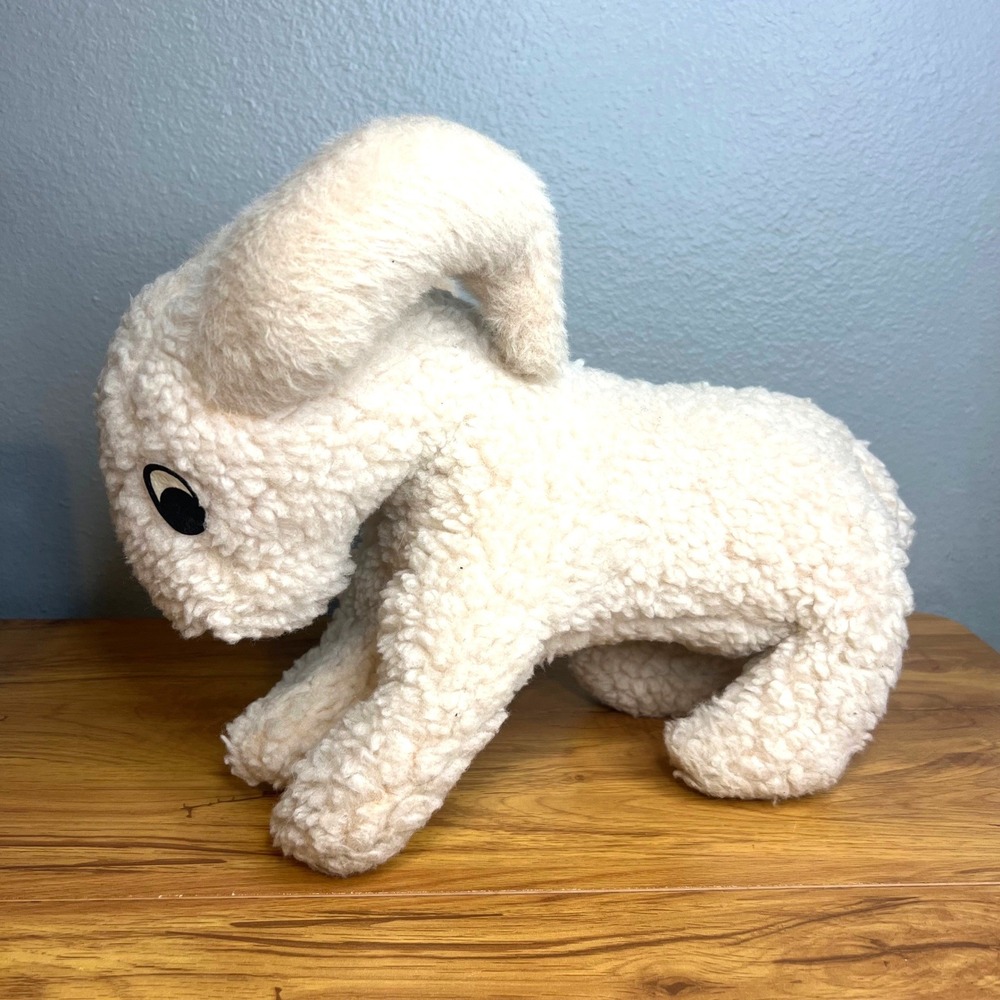Vintage Ram Mountain Goat Plush Off White Sherpa Stuffed Animal